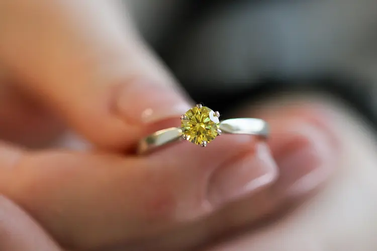 Yellow memorial diamond ring